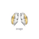 Boucles d'oreilles créoles bicolores en Argent rhodié 925/1000, plaqué or & Oxyde de zirconium (BA074)
