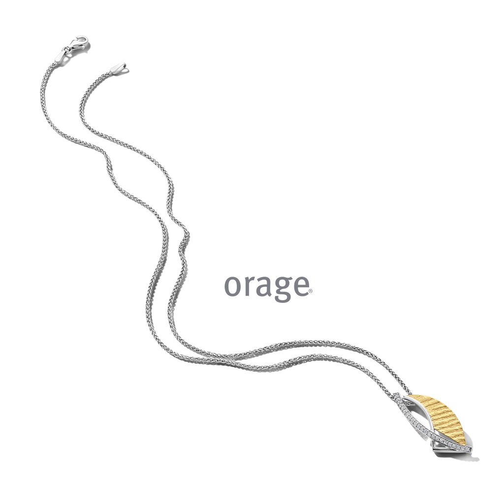 Collier bicolore en Argent rhodié 925/1000, plaqué or et Oxyde de zirconium 45cm (BA076)