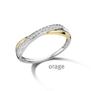 Bague bicolore en Argent rhodié 925/1000, plaqué or & Oxyde de zirconium (BA081) (52-60)