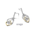 Boucles d'oreilles pendentes bicolores en Argent rhodié 925/1000 & Oxyde de zirconium  (BA114)