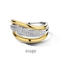 Bague ajourée bicolore en Argent rhodié 925/1000, plaqué or & Oxyde de zirconium (52-62) (BA197)