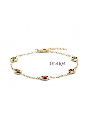Bracelet "poire" multicolore plaqué or 