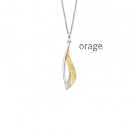 Collier en argent rhodié 925/1000 bicolor jaune et zircon