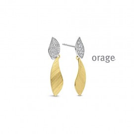 Boucles d'oreilles pendantes en argent rhodié 925/1000 bicolor jaune 