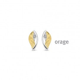 Boucles d'oreilles en argent rhodié 925/1000 bicolor jaune