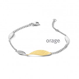 Bracelet en argent rhodié 925/1000 bicolor jaune et zircon