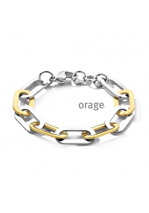Bracelet "maillon" acier bicolor jaune 