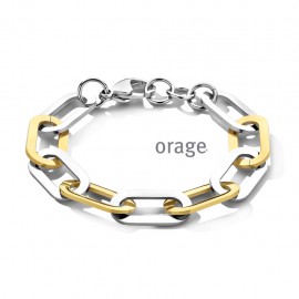 Collier "maillon" acier bicolor jaune 