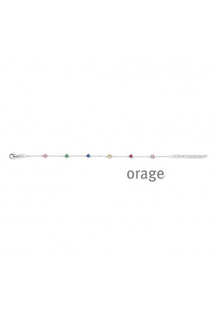 Bracelet coeur multicolore en argent rhodié 925/1000 et zircon