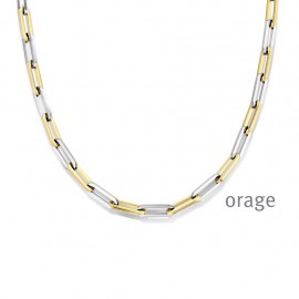 Collier "maillon" en acier bicolor jaune (AS008) [K/2124/48]