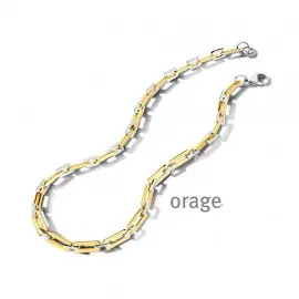 Collier acier bicolore - 47cm (AT313)