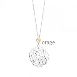 Collier en acier bicolore rose avec pendentif baroque - 45cm (AF110)