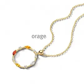 Collier plaqué or jaune avec couronne d'oxydes di zirconium colorés et blancs - 45cm (AT002)