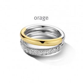 Bague en argent rhodié 925/1000 bicolor jaune et zircon (52-62) [AW179]
