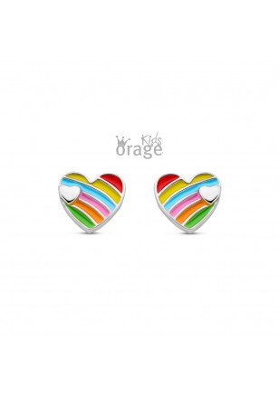  Boucles d'oreilles cœur multicolores argent 925/1000 [K2529]