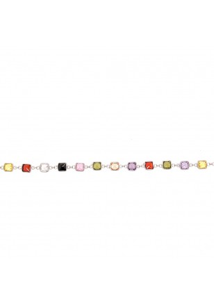 Bracelet multicolore carré en argent 925/1000 [A/3926/20-A]
