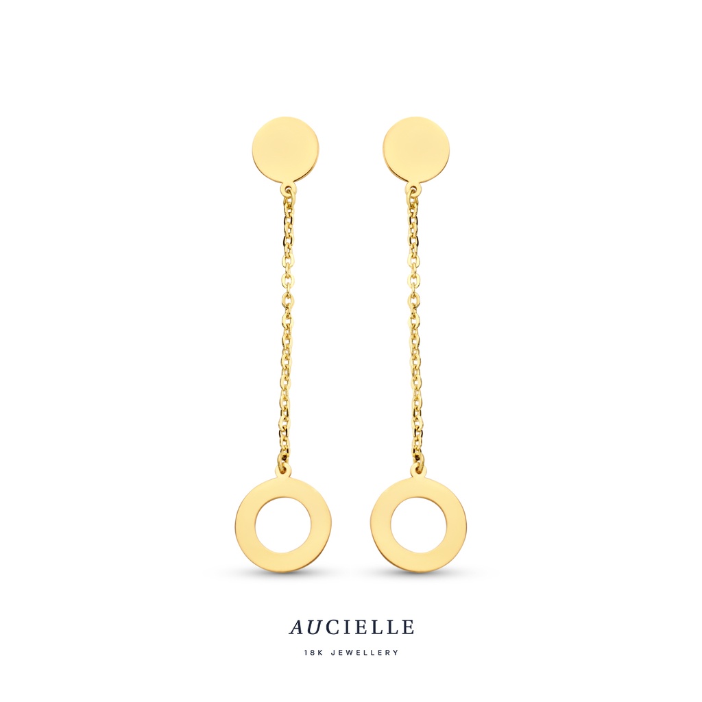 Boucles d'oreilles Or Jaune 18K pendantes rond
