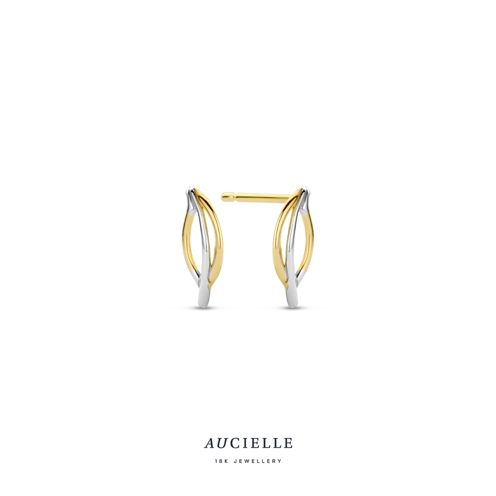 Boucles d'oreilles feuille Or bicolore