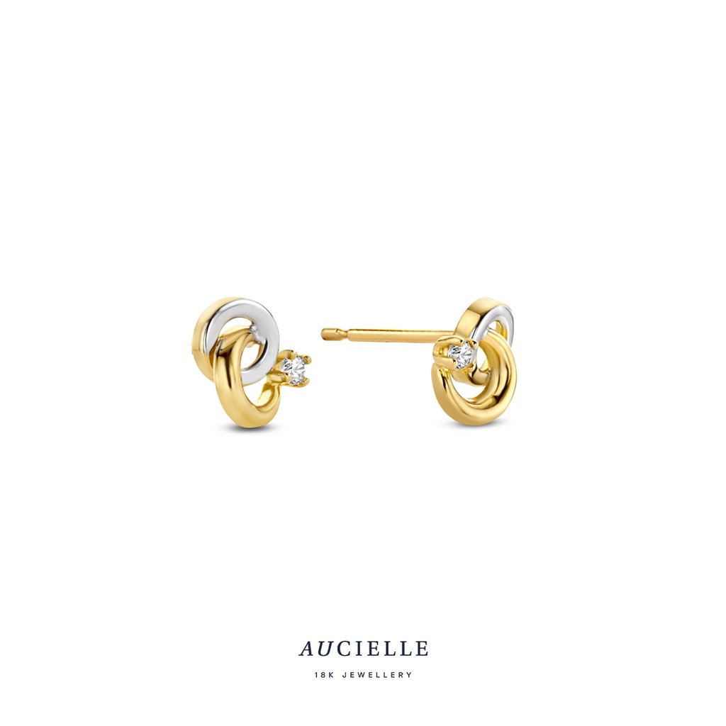 Boucles d'oreilles Or bicolore Oxyde de zirconium