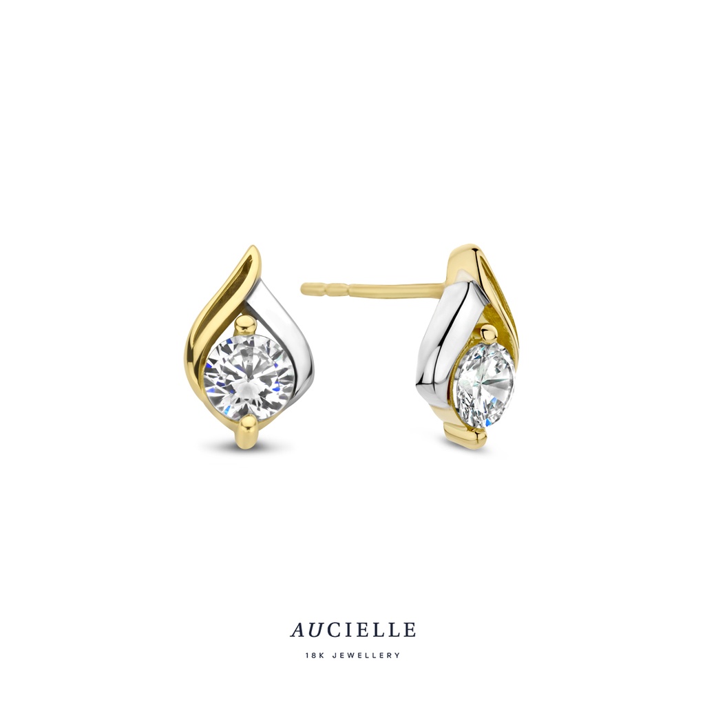 Boucles d'oreilles Or bicolore Oxyde de zirconium