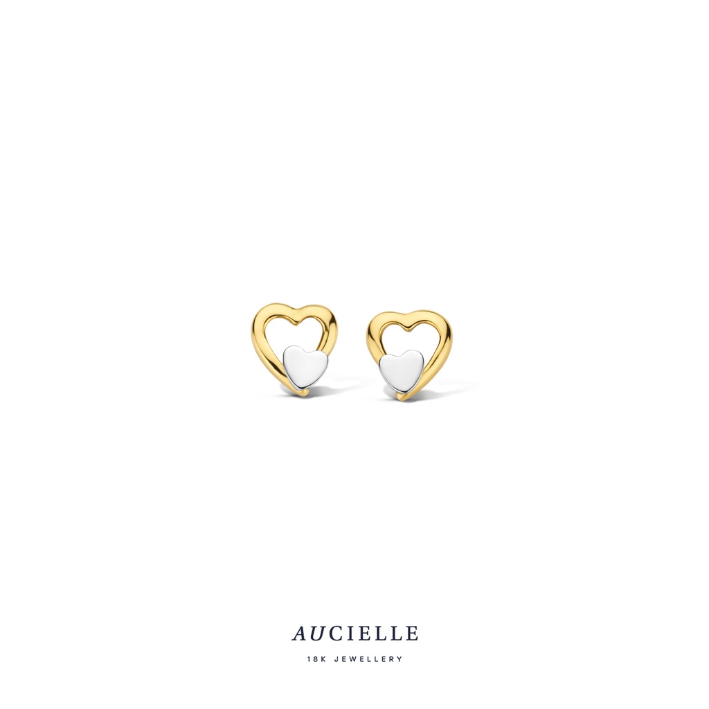 Boucles d'oreilles coeur Or bicolore