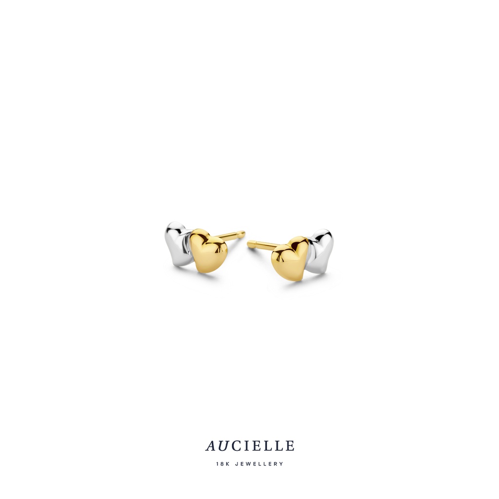 Boucles d'oreilles Or coeurs bicolore