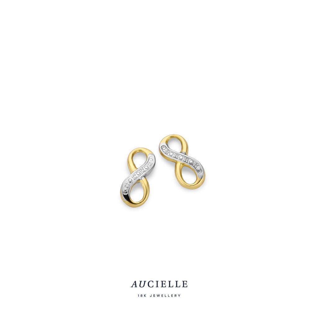 Boucles Or d'oreilles infinty bicolore et Oxyde de zirconium