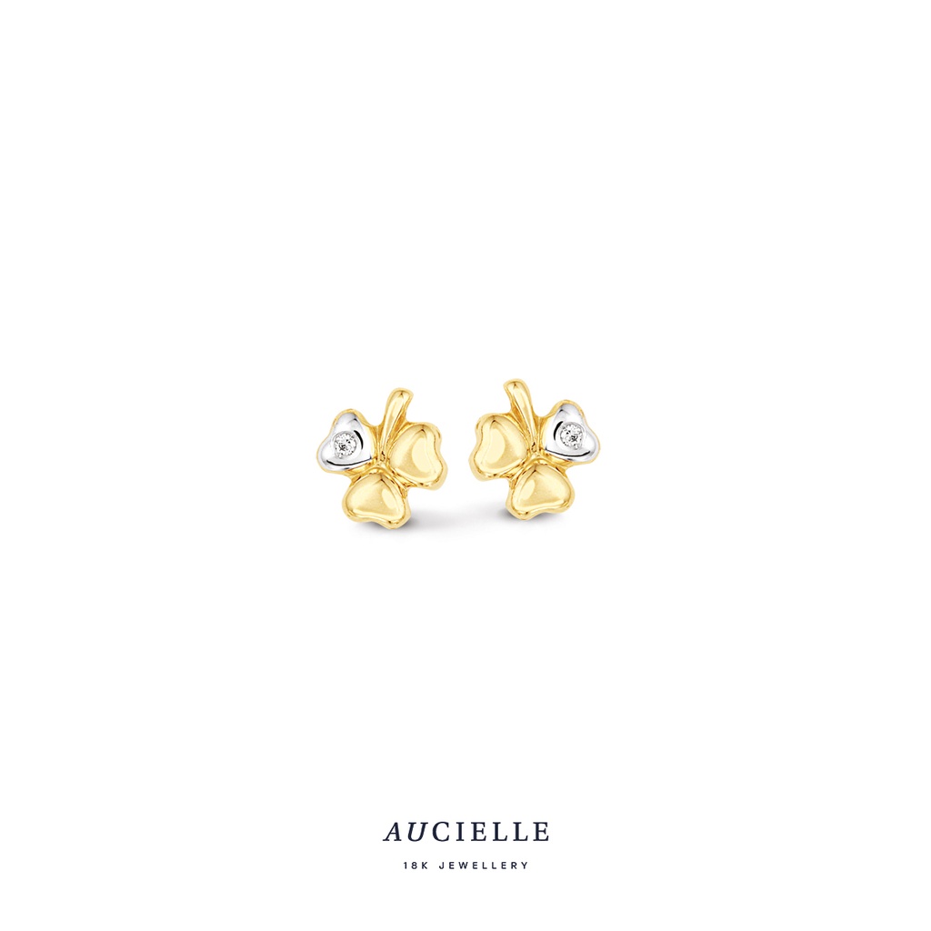 Boucles d'oreilles Or Multicolore trèfle 7mm Oxyde de zirconium