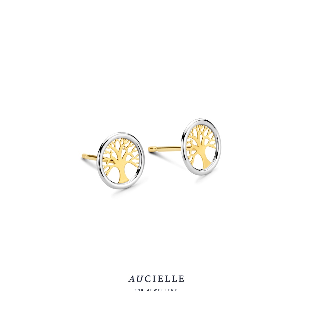 Boucles d'oreilles Or bicolore arbre de vie 