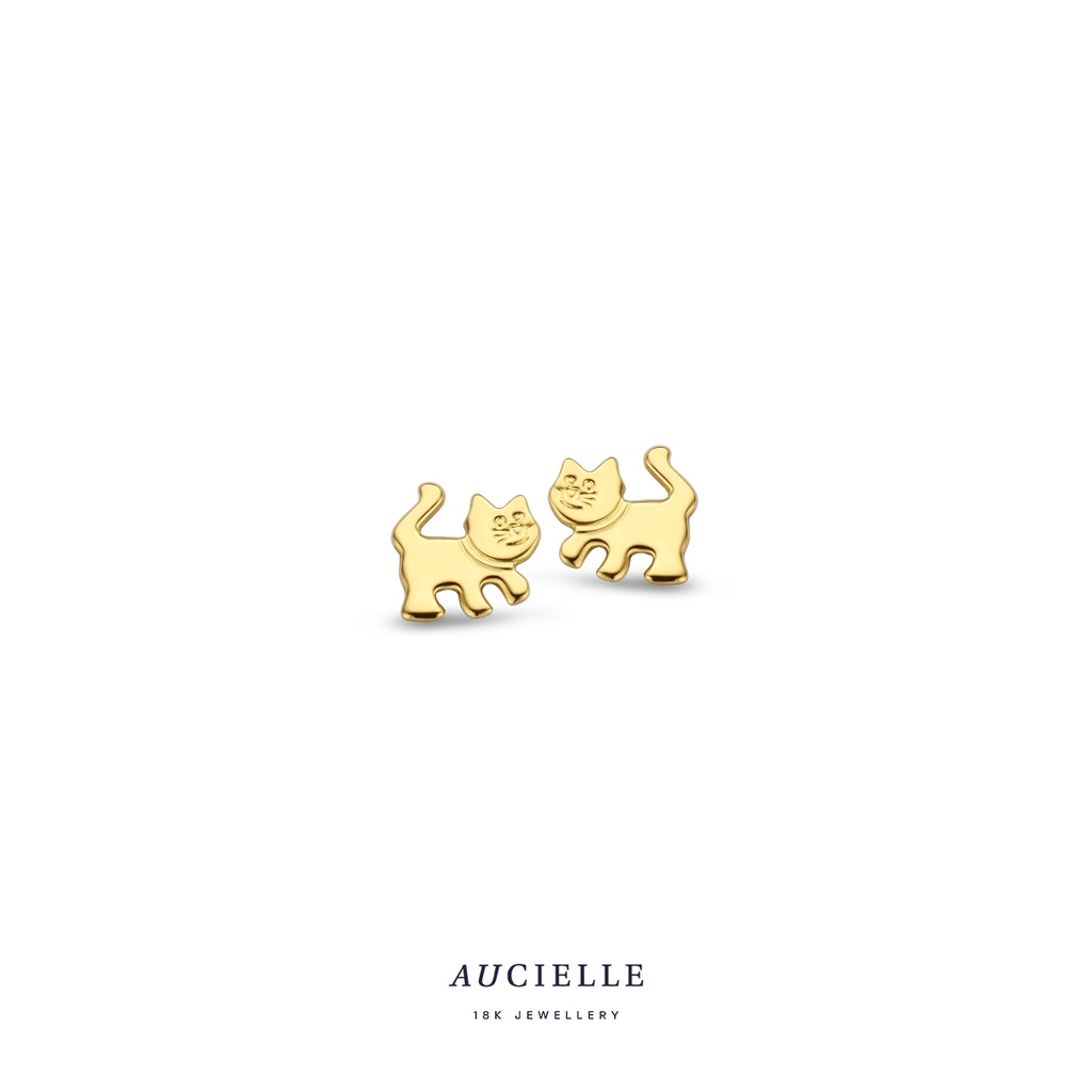 Boucles d'oreilles Or Jaune 18K chat
