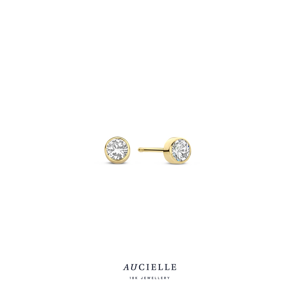 Boucles d'oreilles Or Jaune 18K Oxyde de zirconium 6mm