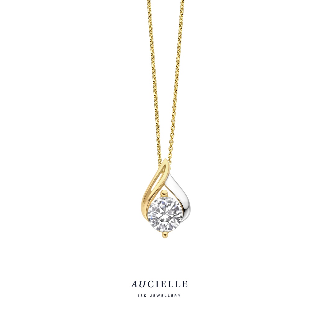 Pendentif Or bicolore Oxyde de zirconium