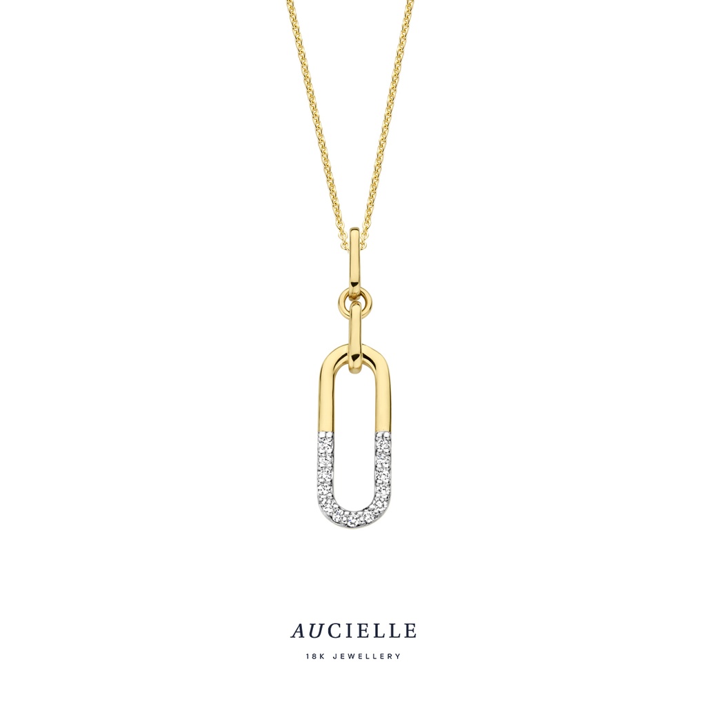 Pendentif trombone pavé en Or Jaune 18K et diamants de 0.065ct