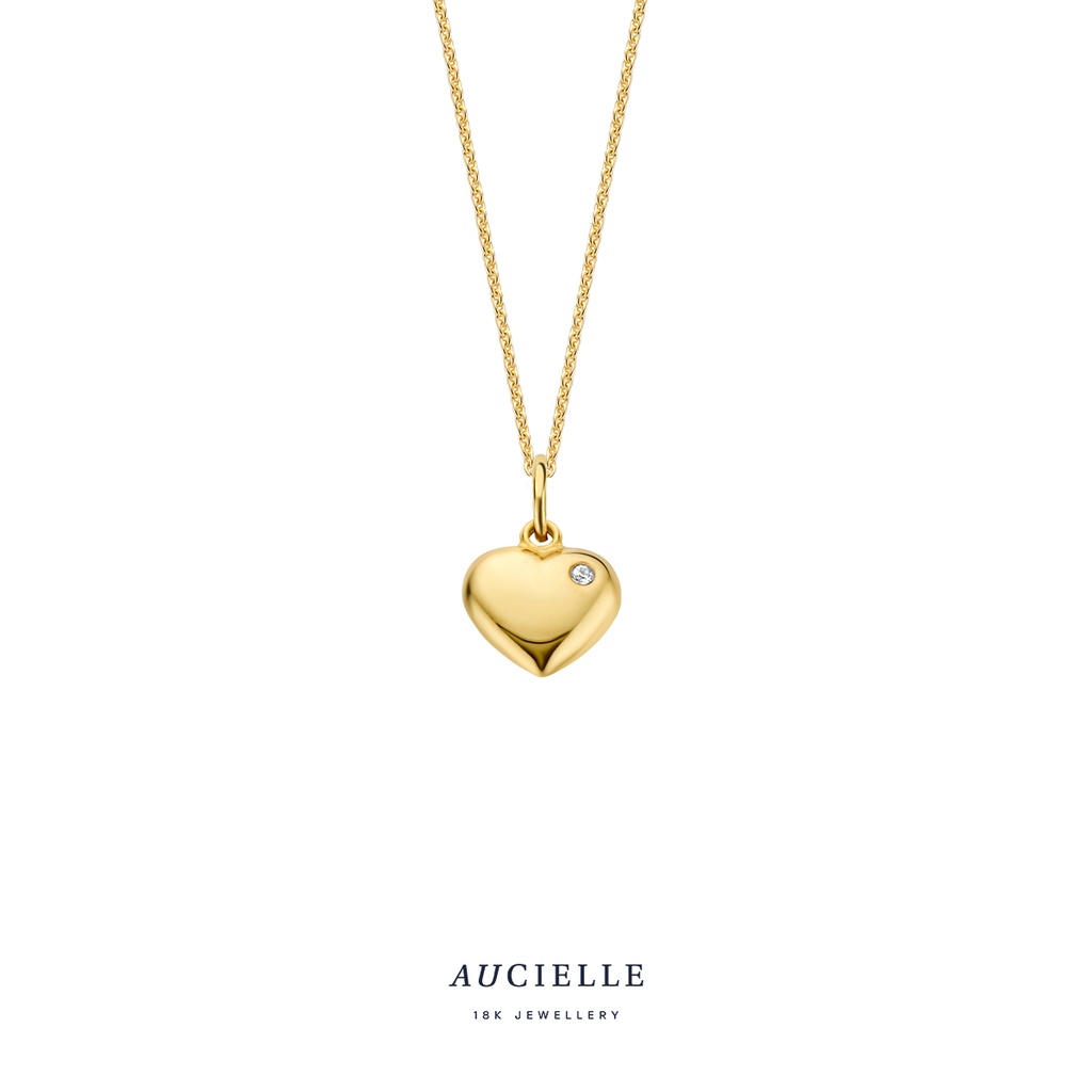 Pendentif coeur Or Jaune 18K Oxyde de zirconium