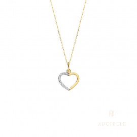 Pendentif coeur en Or 18K bicolore