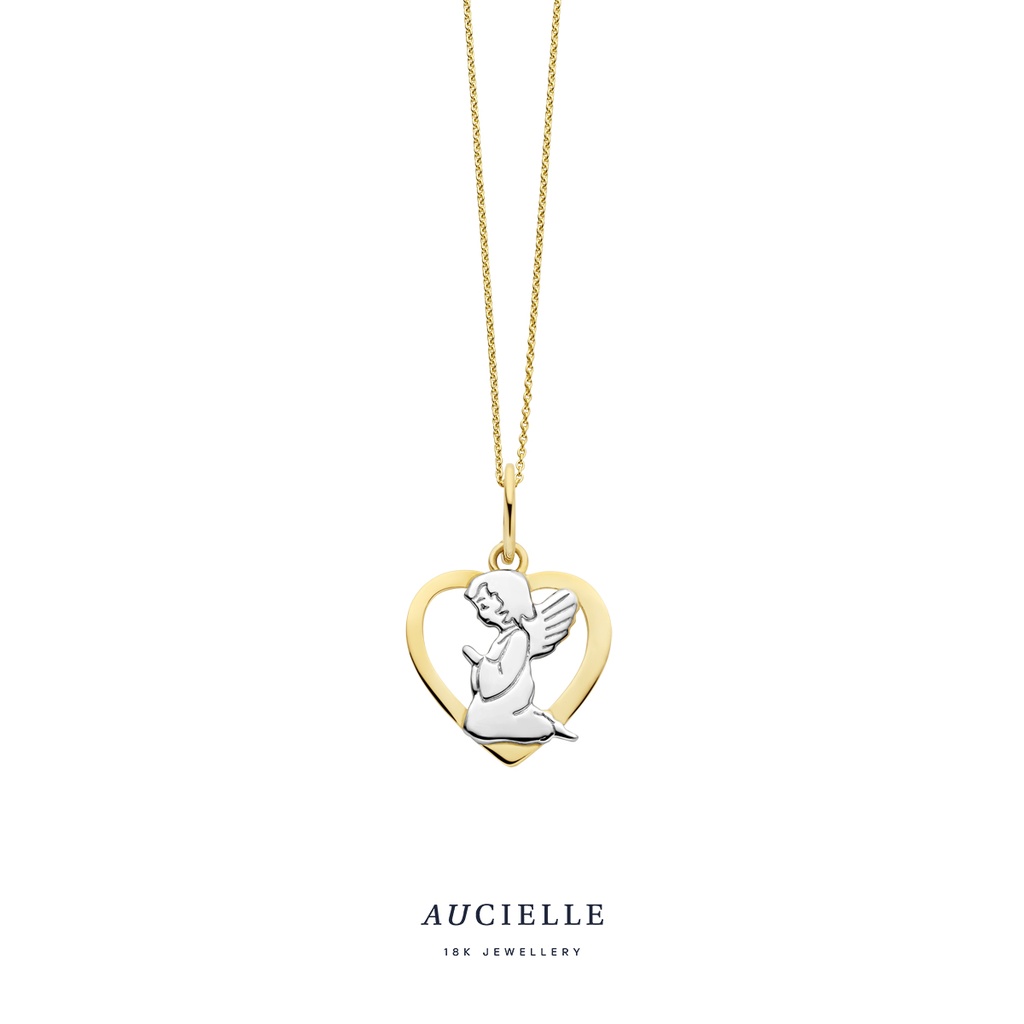 Pendentif en Or 18K bicolore ange dans un coeur