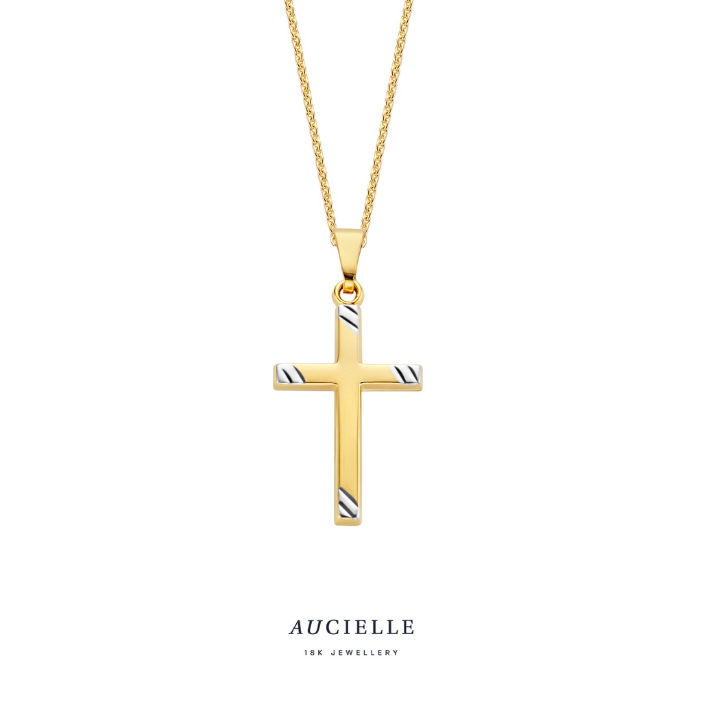 Pendentif Or bicolore croix 19,5mmx13mm