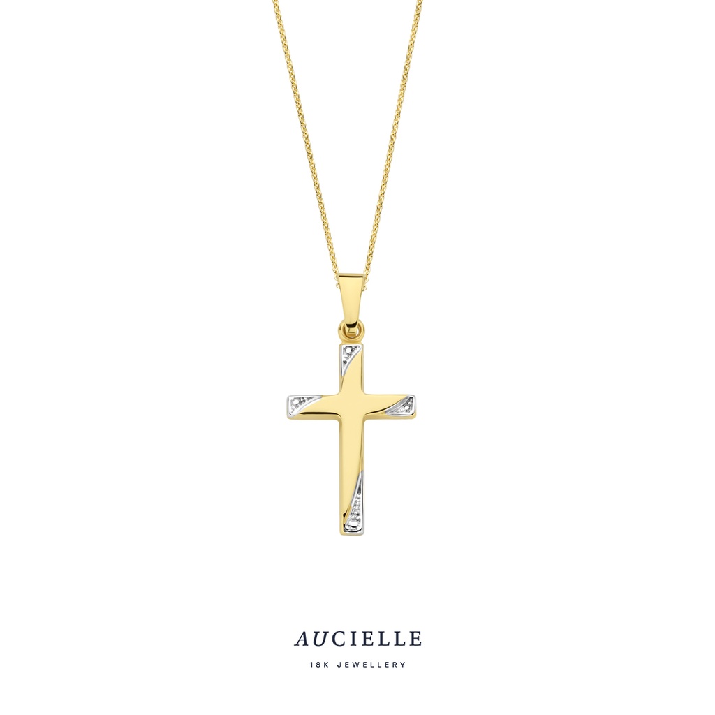 Pendentif Or bicolore croix 18mmx12mm