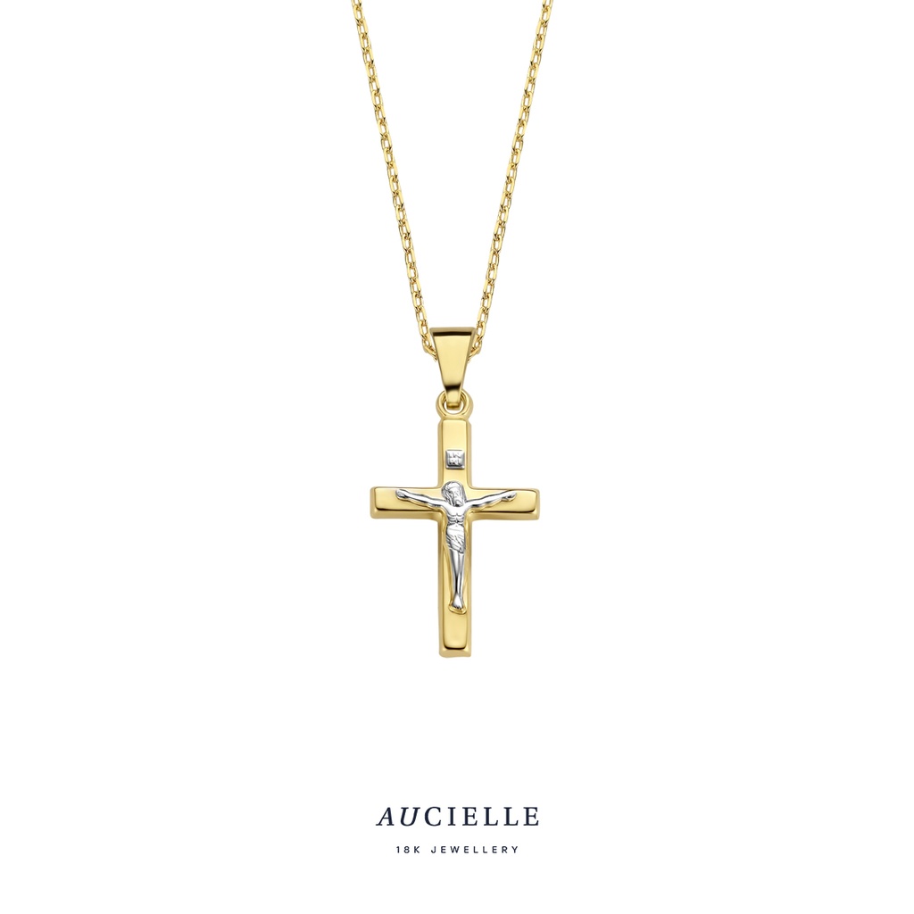 Pendentif Or bicolore croix Jésus