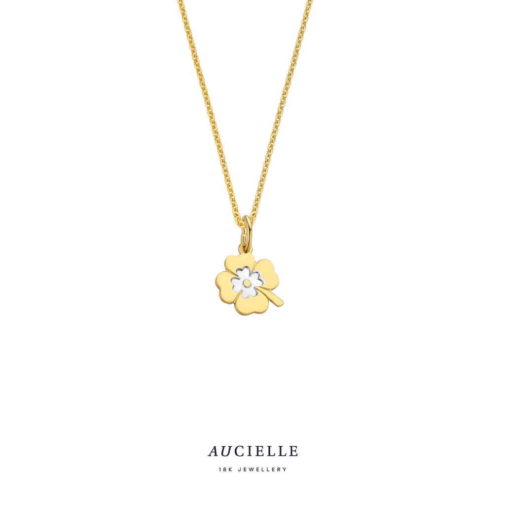 Pendentif trèfle Or 18K bicolore