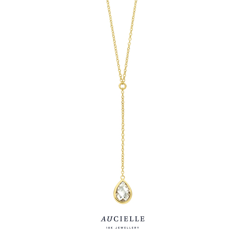 Collier Or Jaune 18K 45cm Oxyde de zirconium