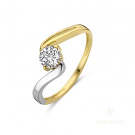 Bague Or bicolore, Oxyde de zirconium (52-56) [AR0010M]