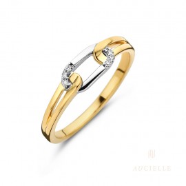 Bague Or bicolore et diamants de 0.03ct (52-56) [AR0033N]