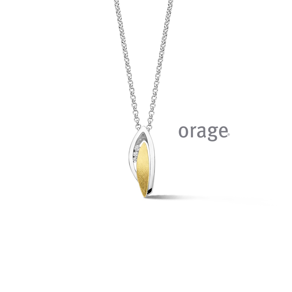 Collier bicolore en Argent rhodié 925/1000, plaqué or et Oxyde de zirconium 42cm (BA073)