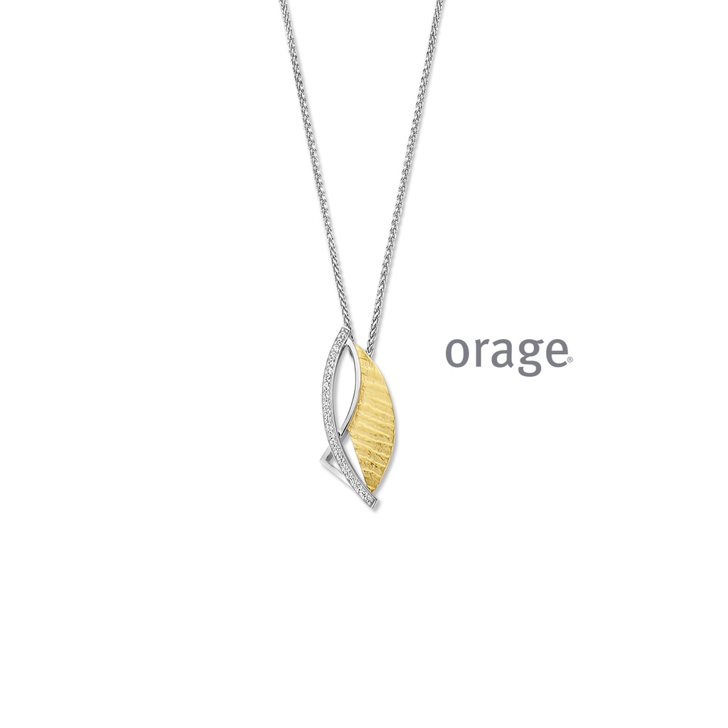 Collier bicolore en Argent rhodié 925/1000, plaqué or et Oxyde de zirconium 45cm (BA076)