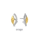 Boucles d'oreilles bicolores en Argent rhodié 925/1000, plaqué or et Oxyde de zirconium (BA078)