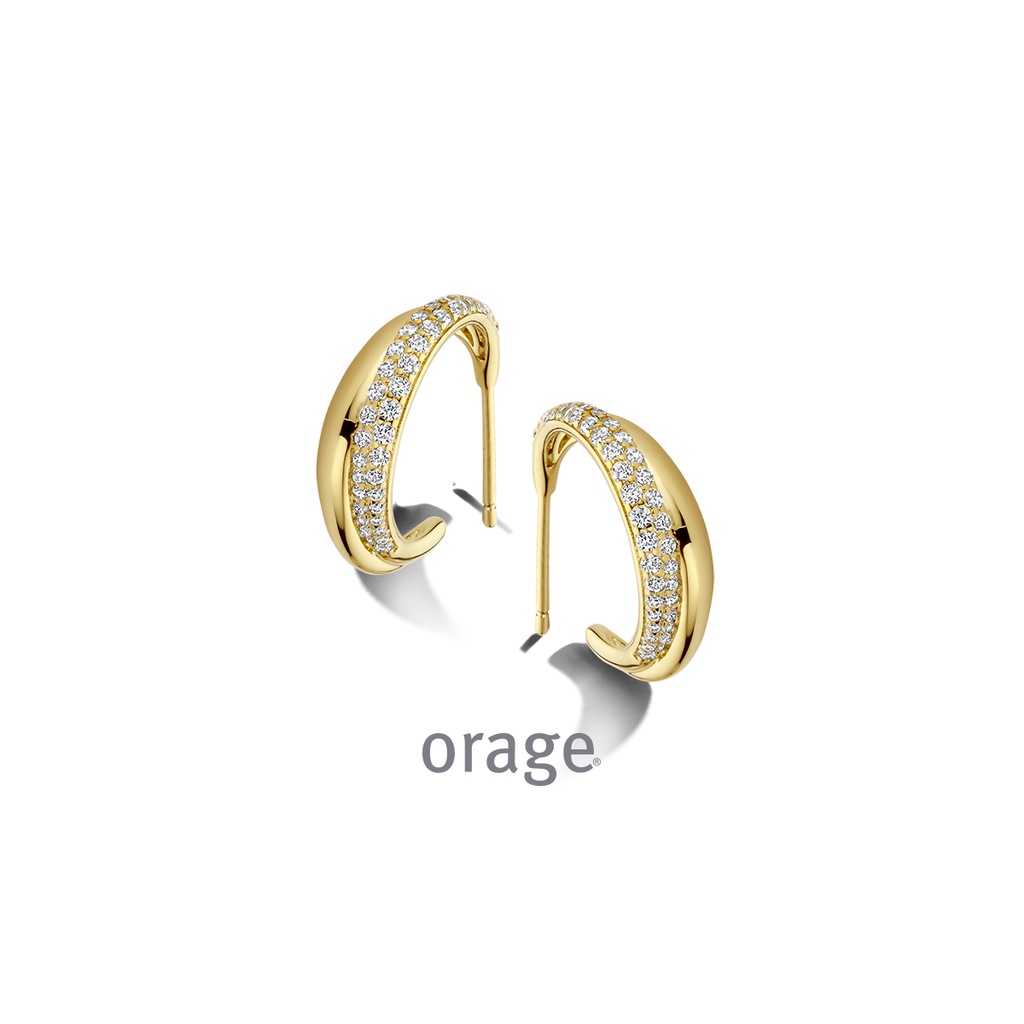 Boucles d'oreilles plaqué or jaune & Oxyde de zirconium (BA092)