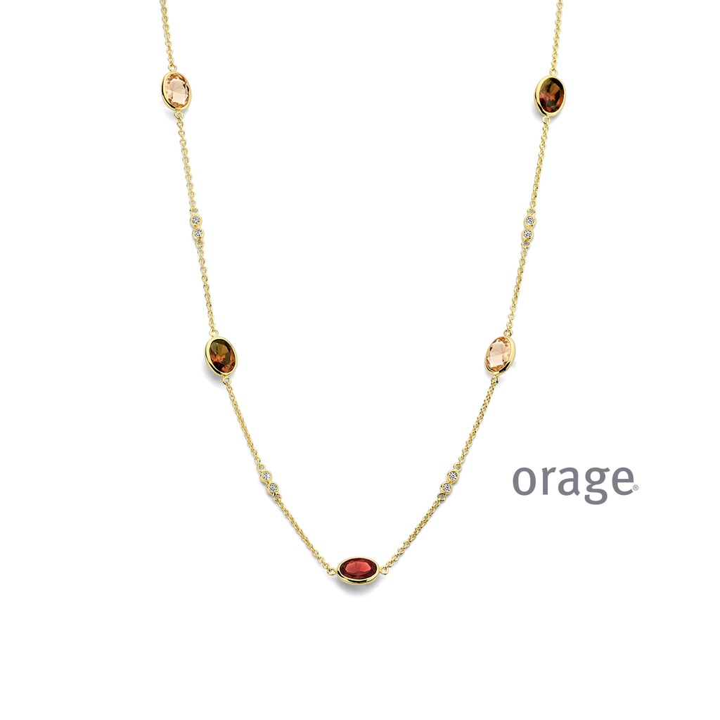 Collier plaqué or & Oxyde de zirconium multicolores 45cm(BA101)