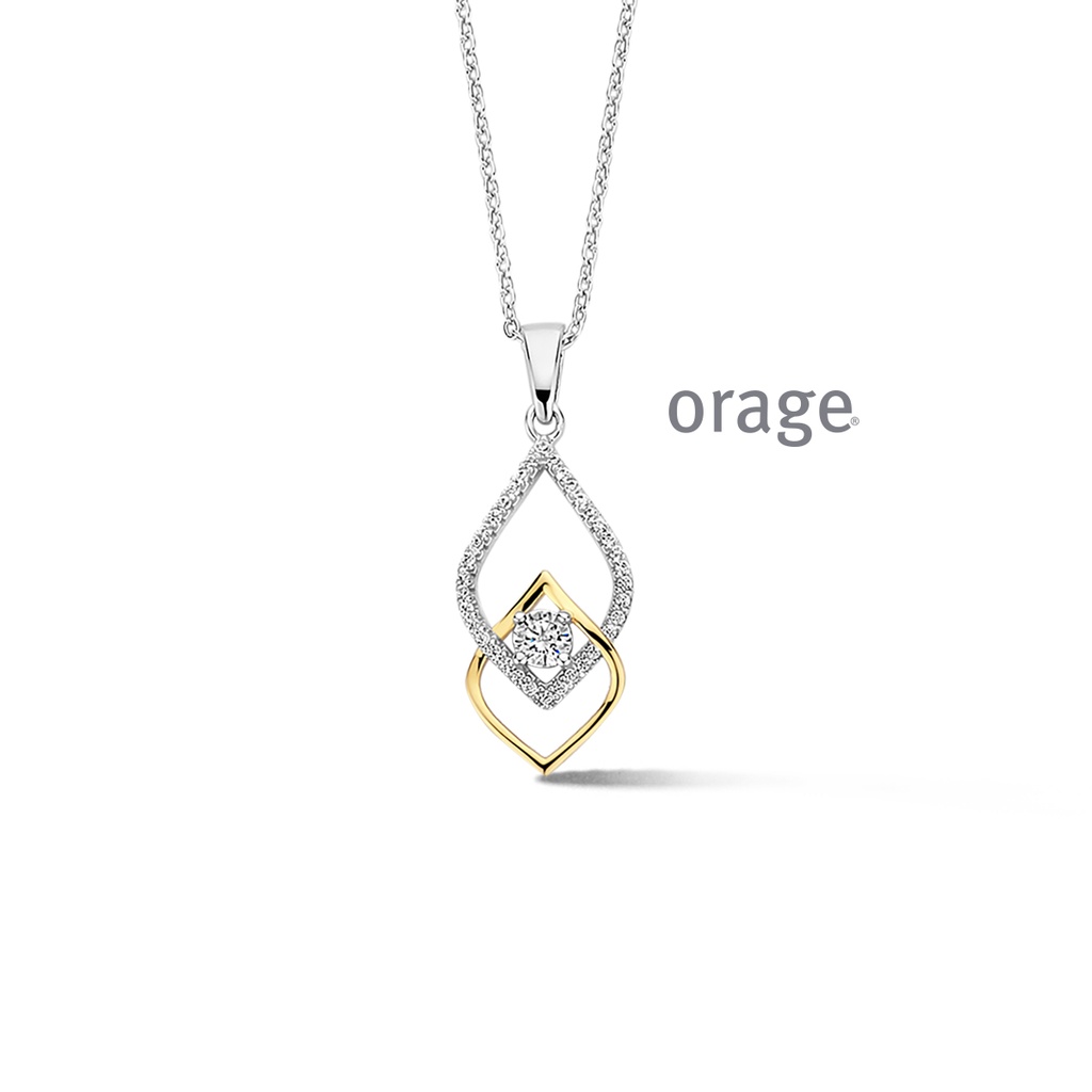 Collier bicolore en Argent rhodié 925/1000 & Oxyde de zirconium 45cm (BA113)