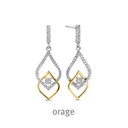 Boucles d'oreilles pendantes bicolores en Argent rhodié 925/1000 & Oxyde de zirconium  (BA114)
